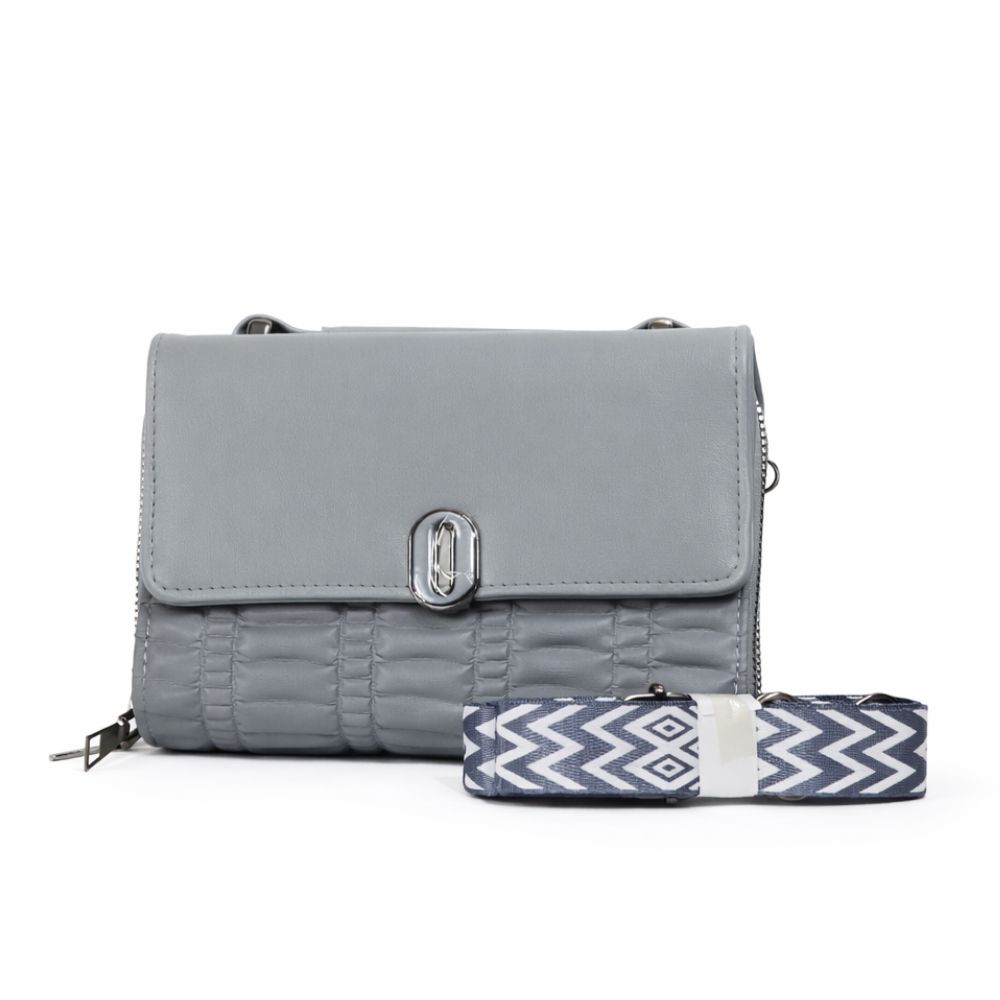 Mist Quilted Crossbody (Grey)