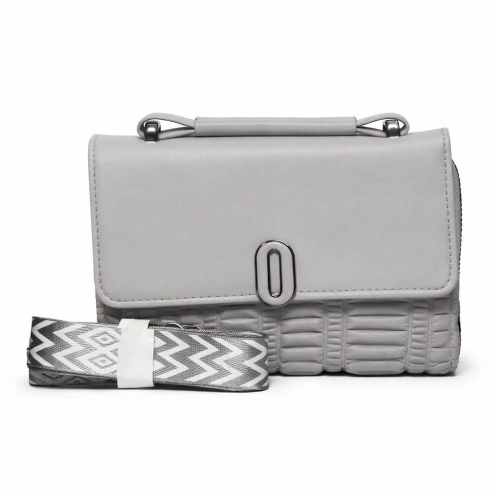 Mist Quilted Crossbody (Light Grey)