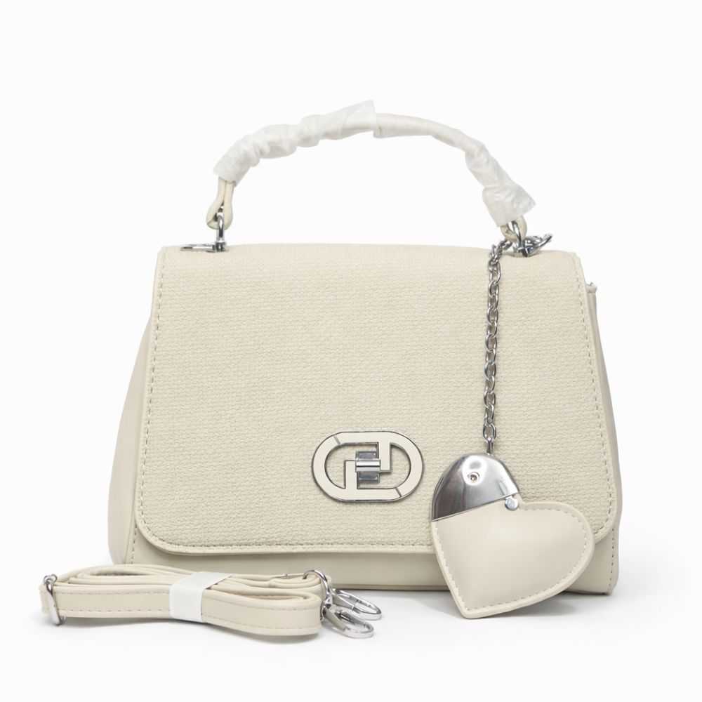  Elegant Heart Charm Mini Bag (Off white)