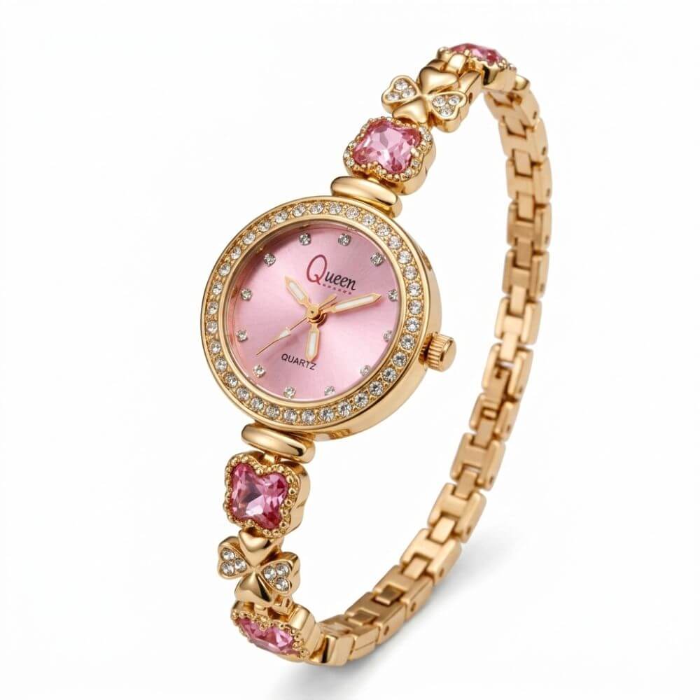 Royal Crystal Bangle Watch (Pink)
