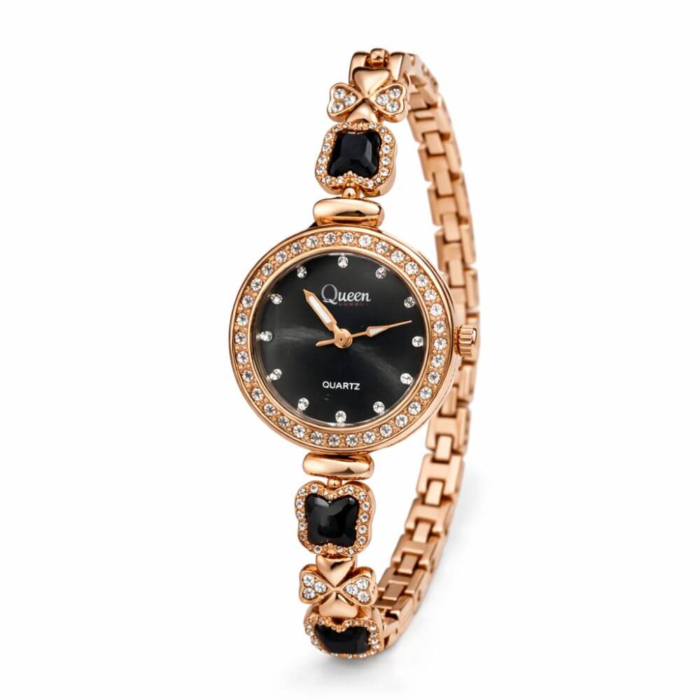 Royal Crystal Bangle Watch (black)