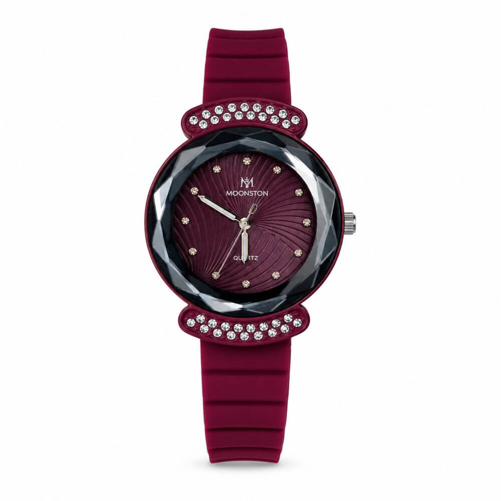 Royal Maroon Crystal Watch