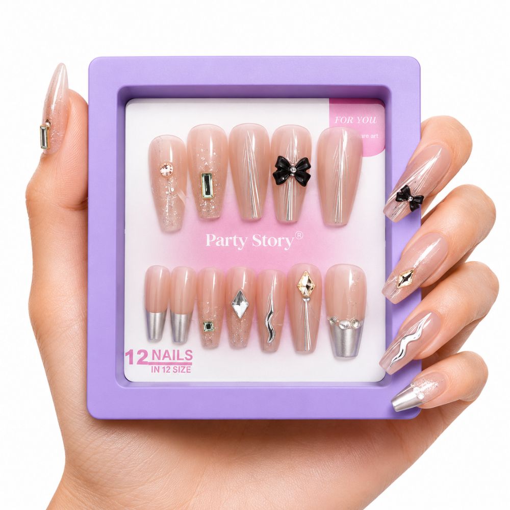 Nude Glam Bow Press-On Nails
