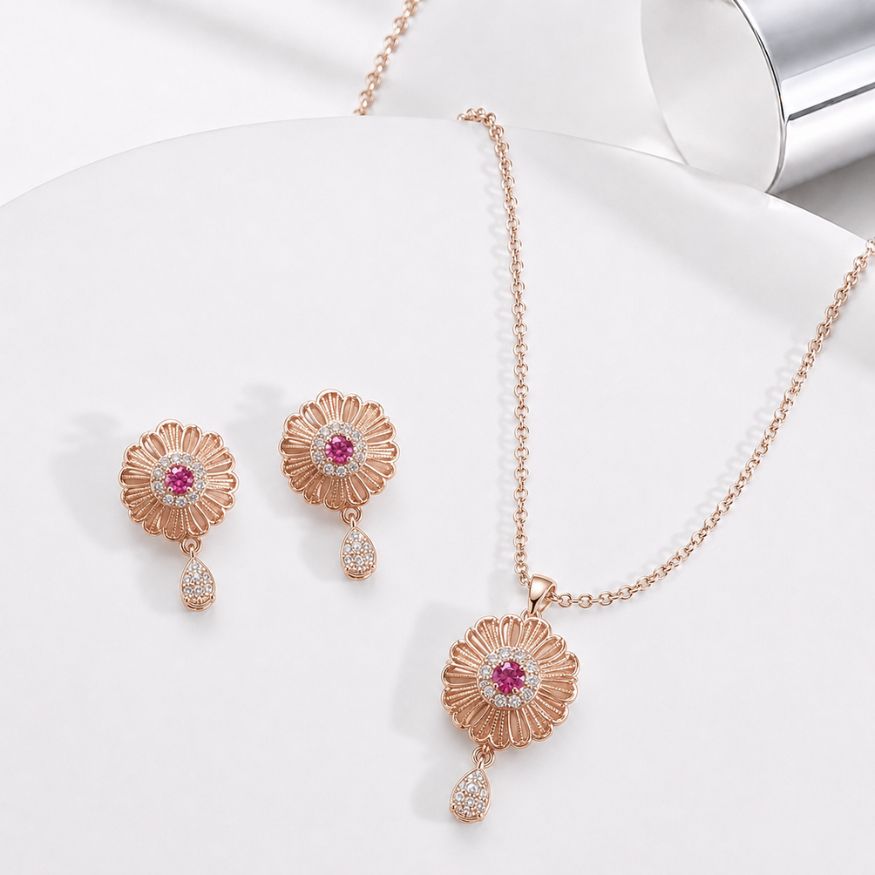 Pink Blossom Jewelry Set