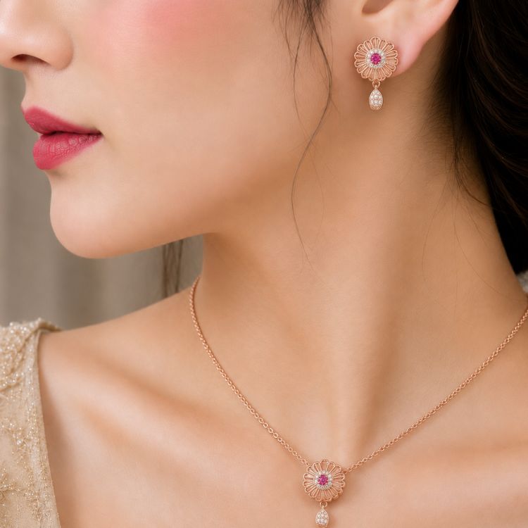 Pink Blossom Jewelry Set