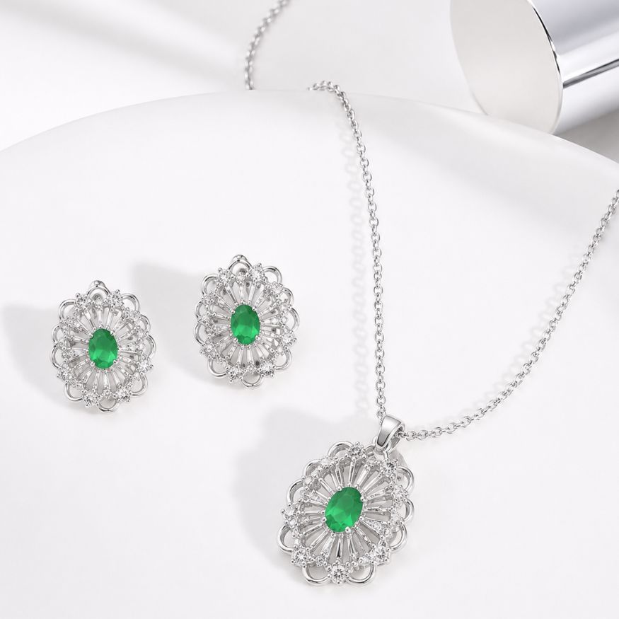 Emerald Bloom Jewelry Set