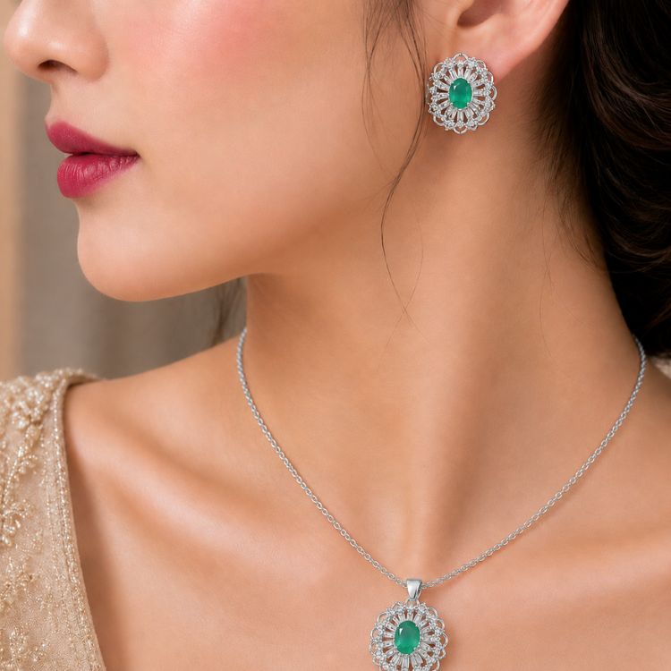 Emerald Bloom Jewelry Set