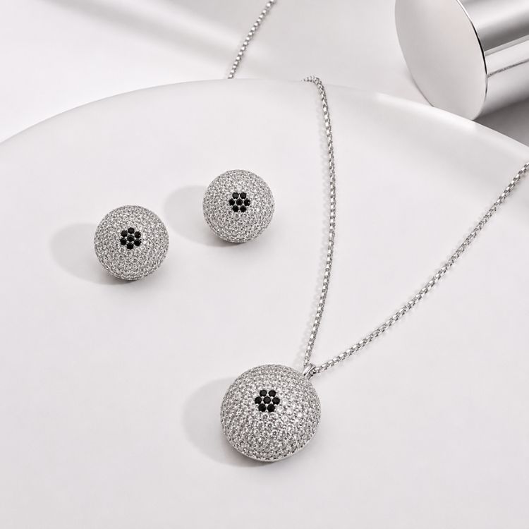 Silver Crystal  Jewelry Set