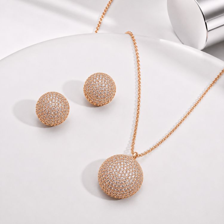 Gold Crystal Sphere Jewelry Set
