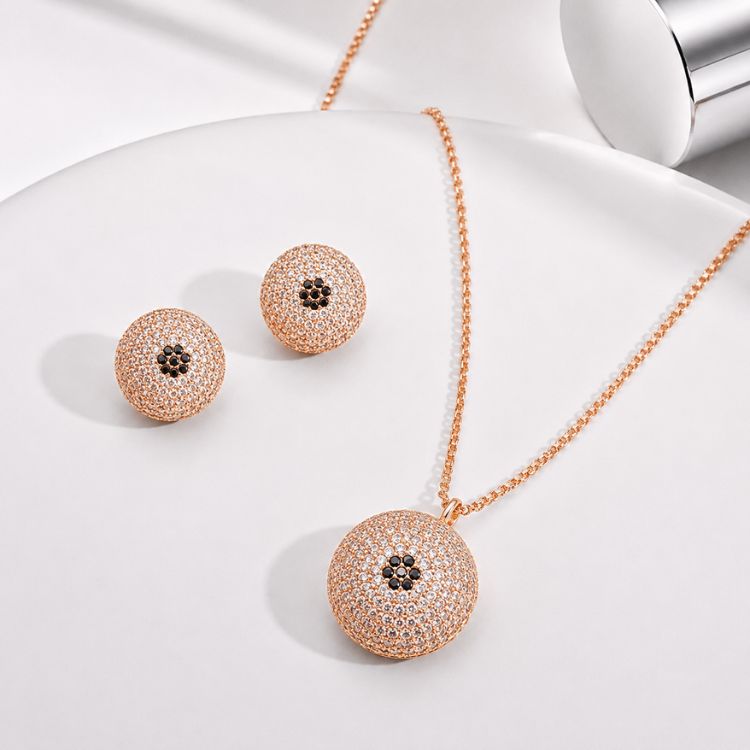 Rose Gold Crystal Bloom Jewelry Set