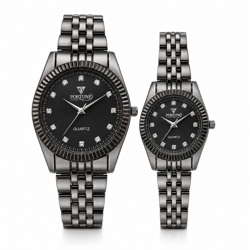 Gunmetal Black Couple Watch Set
