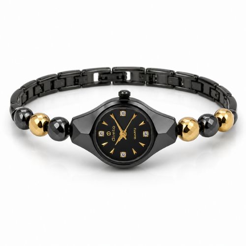 Black & Gold Pearl Watch