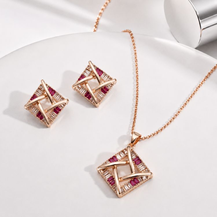 Ruby Geometric Elegance Set