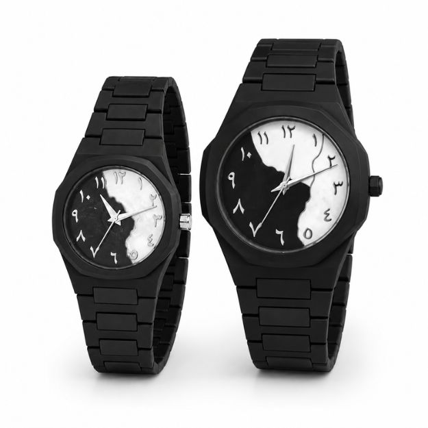 Black & White Arabic  Couple Watch Set(Black)