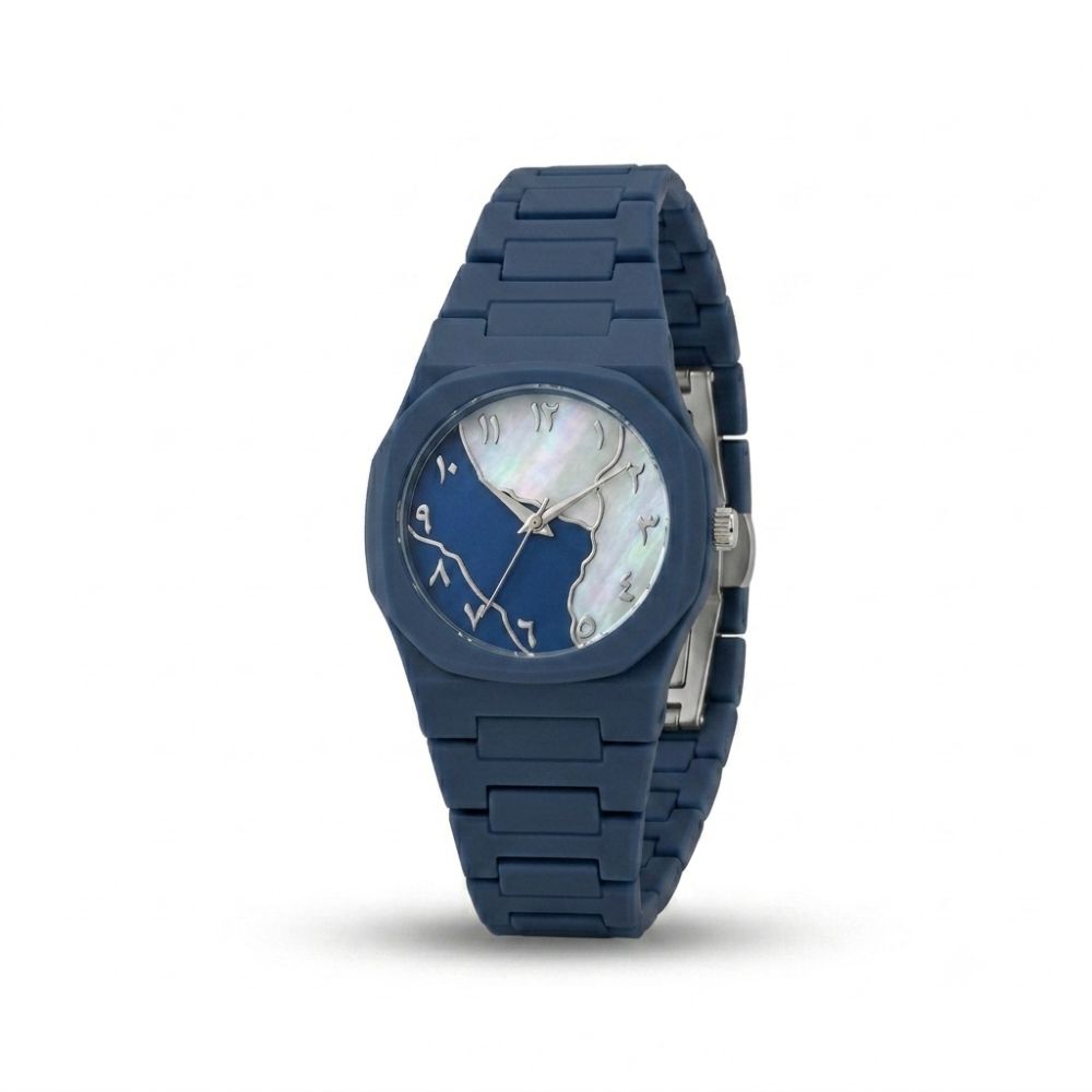 Navy Blue Arabic Dial Couple Watch Set
