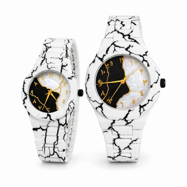 Marble Arabic Dial Couple Watch Set