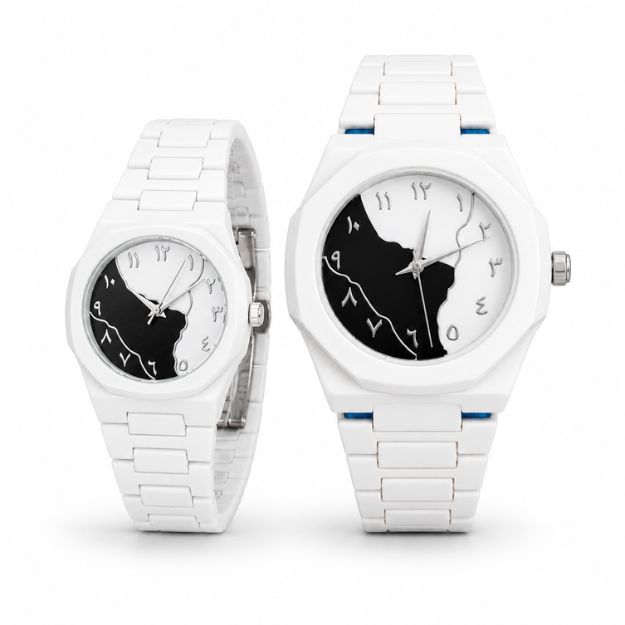 White Eclipse Arabic Dial Couple Watch Set