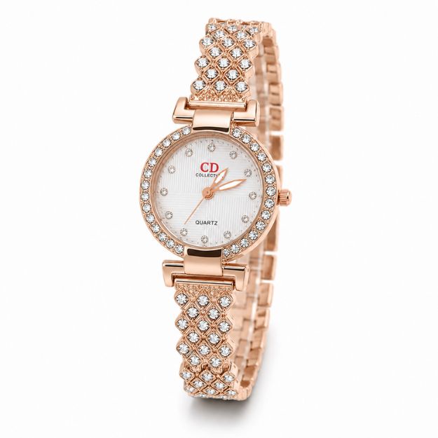 Rose Gold Crystal Elegance Watch