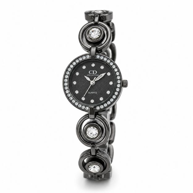 Black Crystal Charm Watch