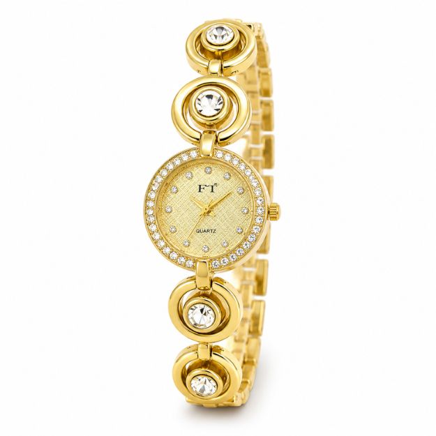 Golden Crystal Charm Watch  