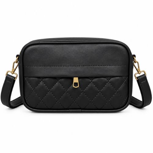 Classic Black Quilted Crossbody Bag 