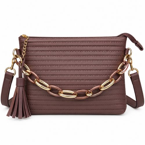 Chocolate Brown Luxe Chain Shoulder Bag