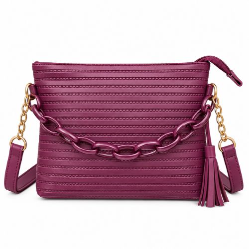 Burgundy Luxe Chain Shoulder Bag