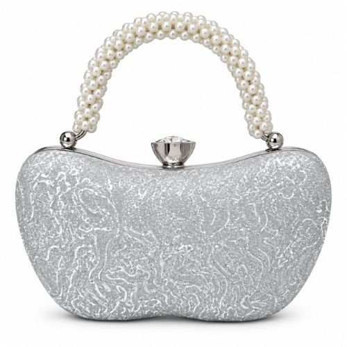 Pearl Grace Silver Glitter Clutch