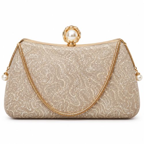 Pearl Charm Gold Clutch