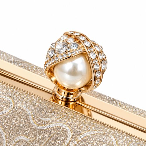 Pearl Charm Gold Clutch