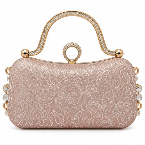 Rose Gold Crystal Wave Clutch