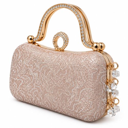 Rose Gold Crystal Wave Clutch