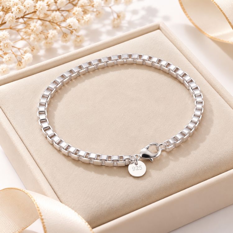 925 Silver Box Link Bracelet