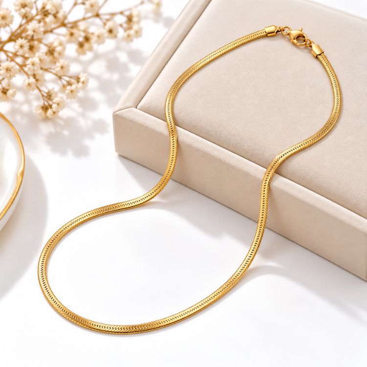 Golden Herringbone Chain – Unisex