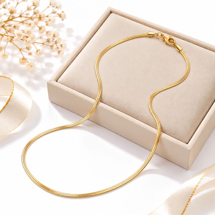 Golden Herringbone long Chain – Unisex